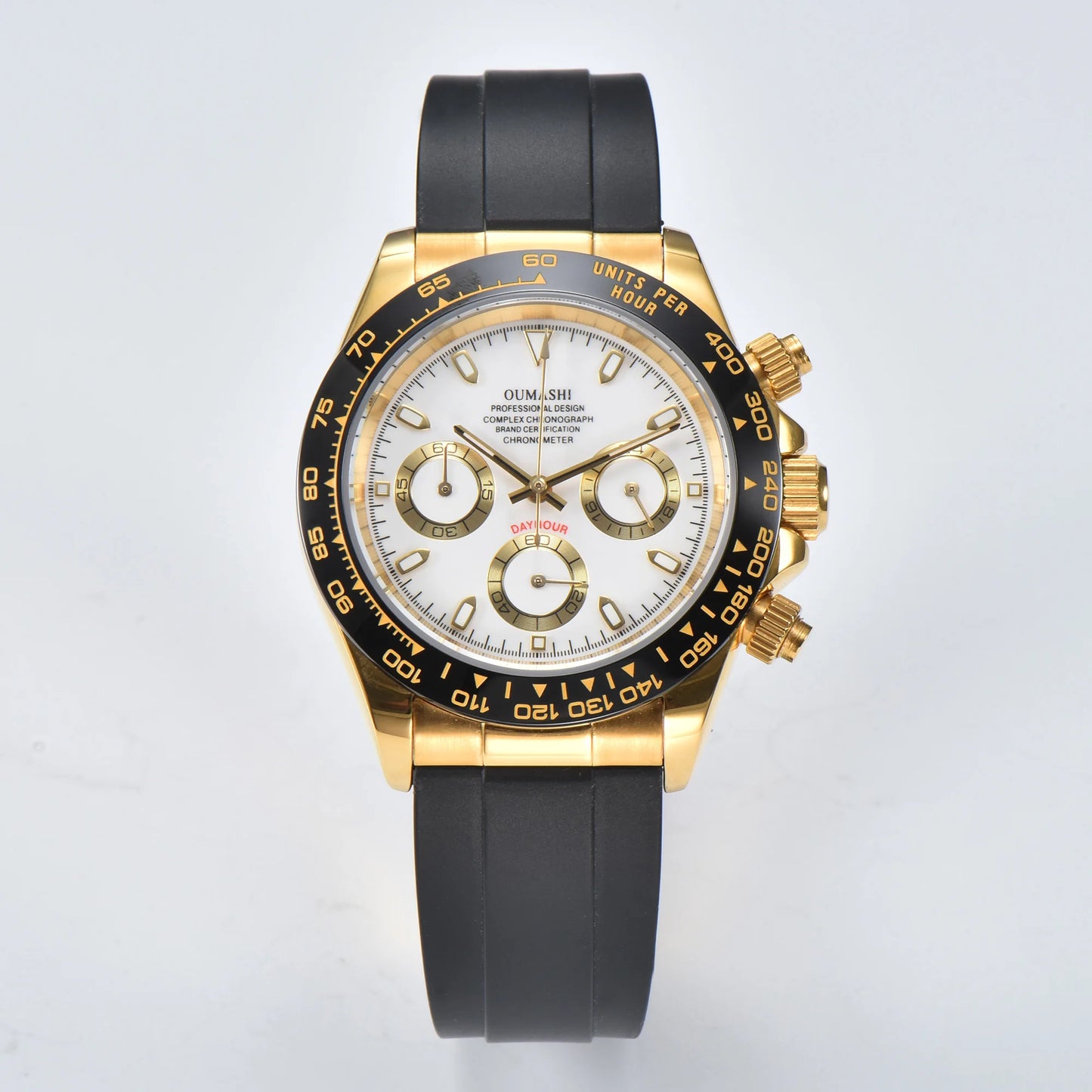 OUMASHI Men’s VK63 Chronograph Watch – Sapphire Crystal Sports Watch with Rubber Strap