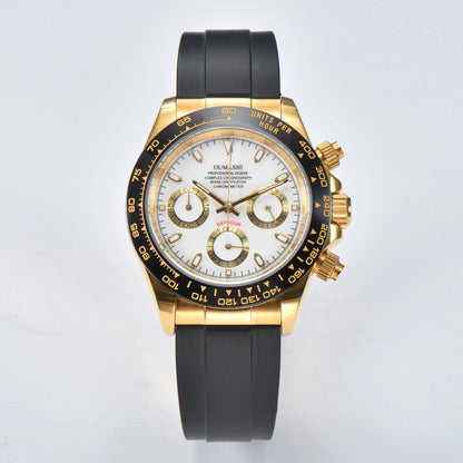OUMASHI Men’s VK63 Chronograph Watch – Sapphire Crystal Sports Watch with Rubber Strap
