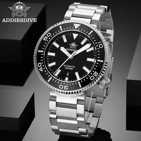 ADDIESDIVE AD2523 Men’s Automatic Dive Watch – 200M Waterproof Sapphire Crystal Stainless Steel