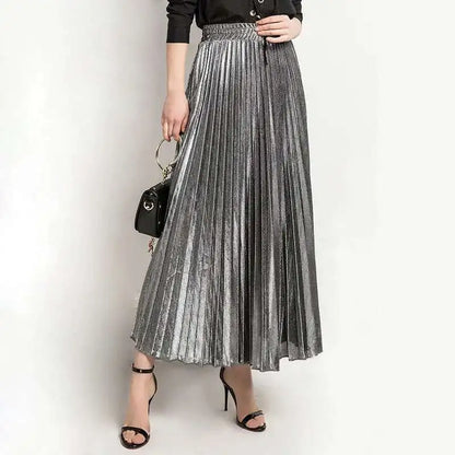 LANMREM 2025 High Waist A-Line Pleated Skirt