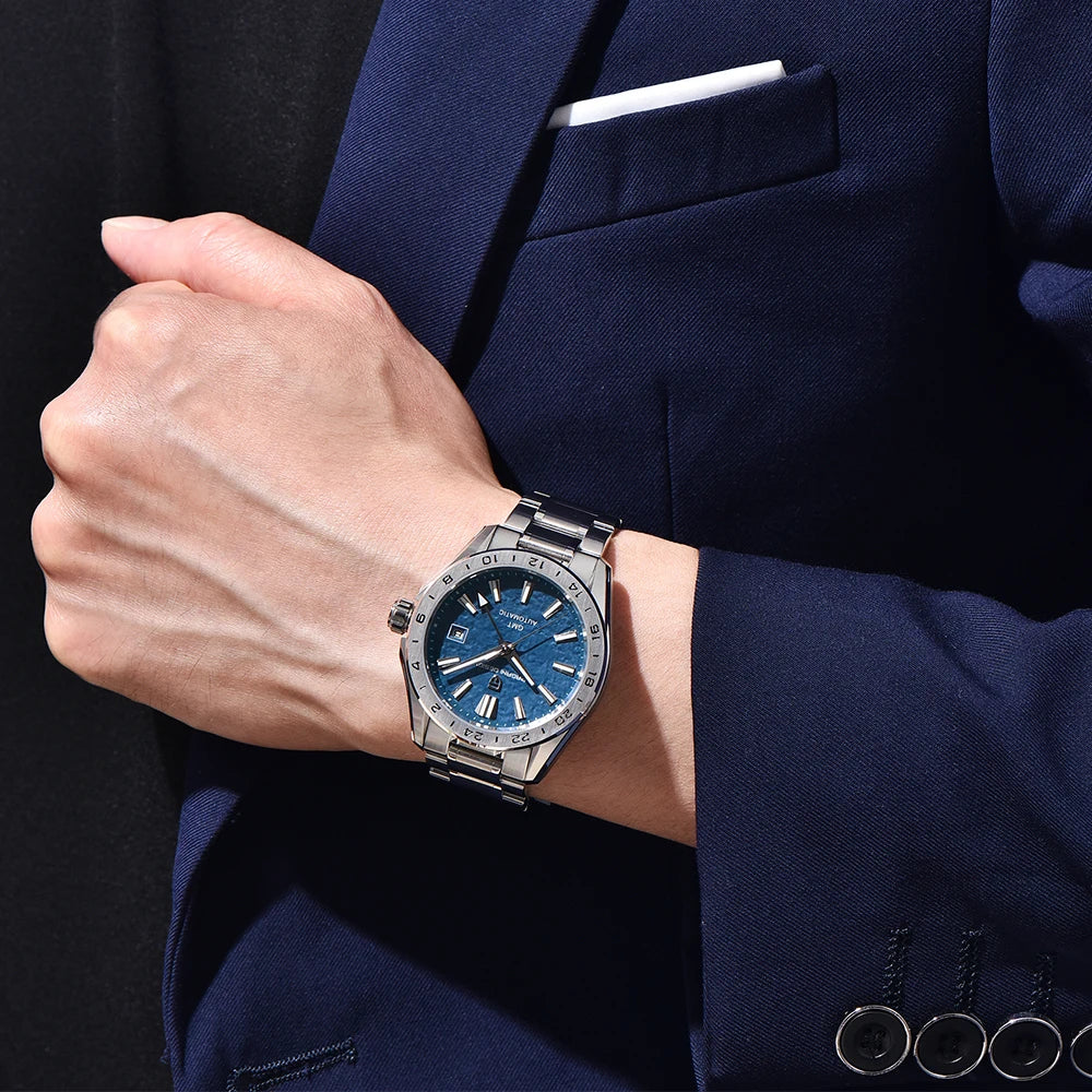 PAGANI DESIGN Automatic GMT Sports Watch – Bold Stainless Steel Luxury Timepiece