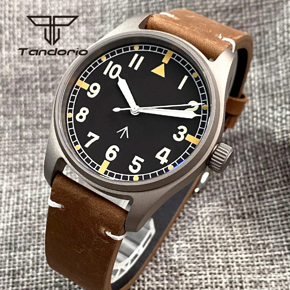 Tandorio Titanium NH35A 39mm 20bar Titanium Automatic Pilot Watch for Men – Sapphire Crystal Tool Watch