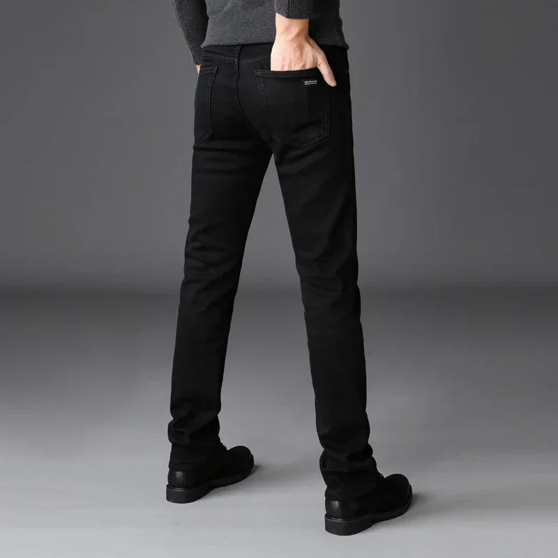 Men’s Black Stretch Biker Denim Jeans
