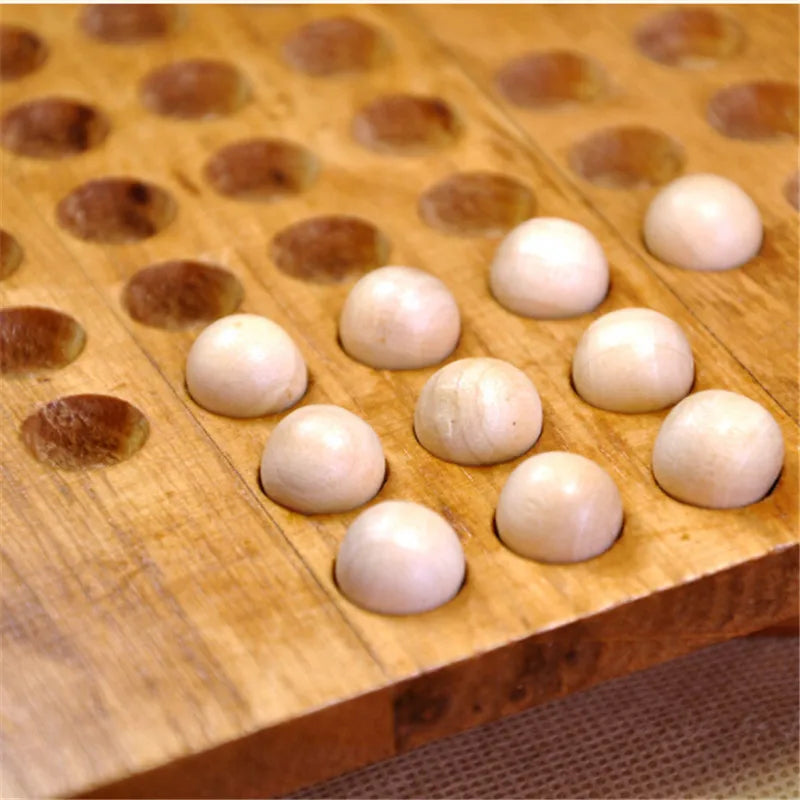 Wooden Marble Solitaire Board Game – Classic Strategy Puzzle with Storage Box