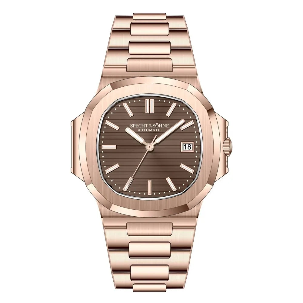 Specht & Sohne Rose Gold Automatic Watch for Men – Luxury Sports Stainless Steel Timepiece
