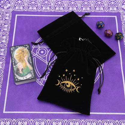 WEIKENDE 5Pcs Black Velvet Moon Phase Tarot Cards Storage Pouch