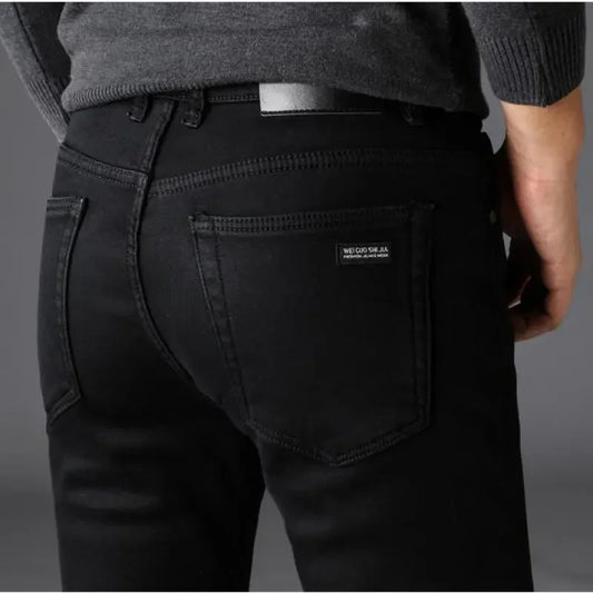 Men’s Black Stretch Biker Denim Jeans
