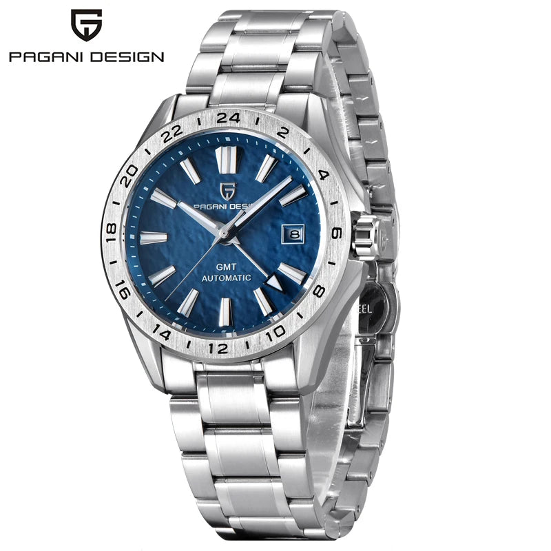 PAGANI DESIGN Automatic GMT Sports Watch – Bold Stainless Steel Luxury Timepiece