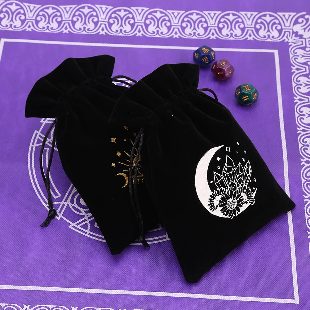 WEIKENDE 5Pcs Black Velvet Moon Phase Tarot Cards Storage Pouch