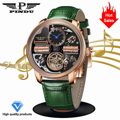 PINDU Music Series Skeleton Automatic Watch – Mechanical Luxury with Bold Design