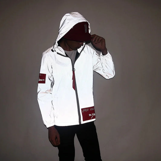 KK LUFAINA Full Reflective Hooded Jacket for Night Visibility & Streetwear Style