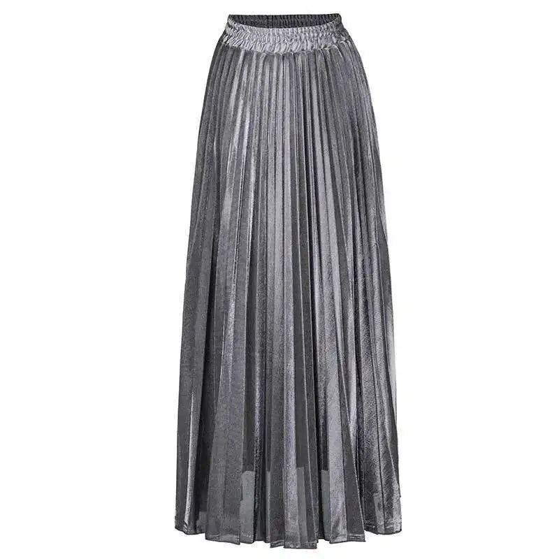 LANMREM 2025 High Waist A-Line Pleated Skirt