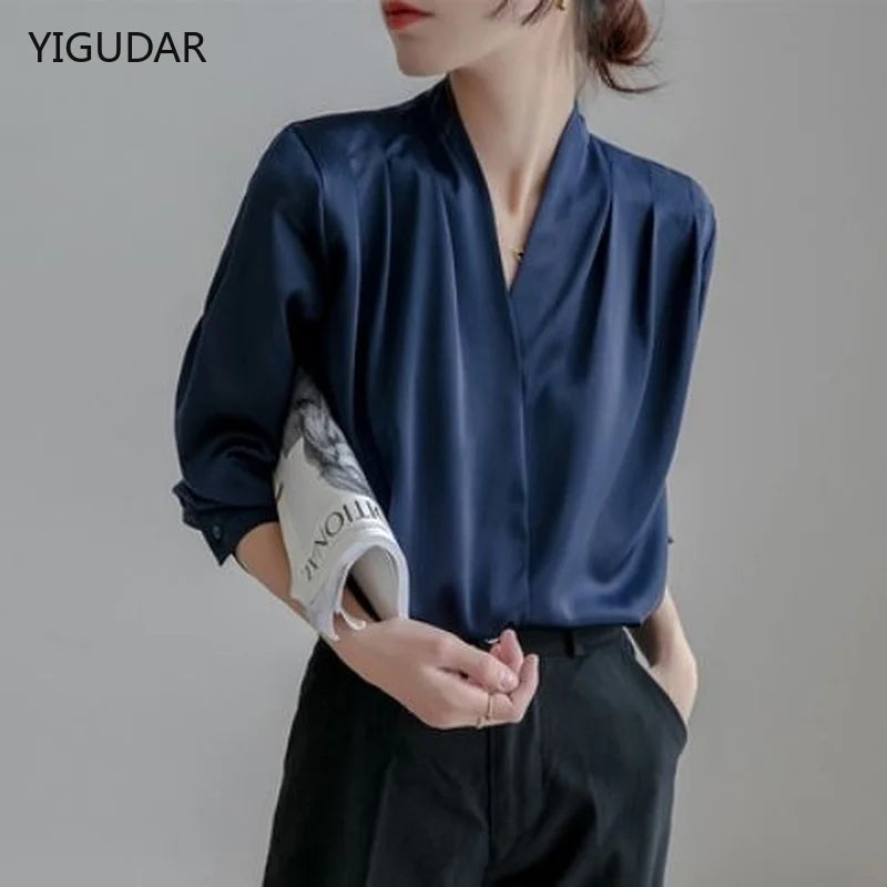 YIGUDAR Women’s Satin Blouse for Polished Everyday and Office Styling