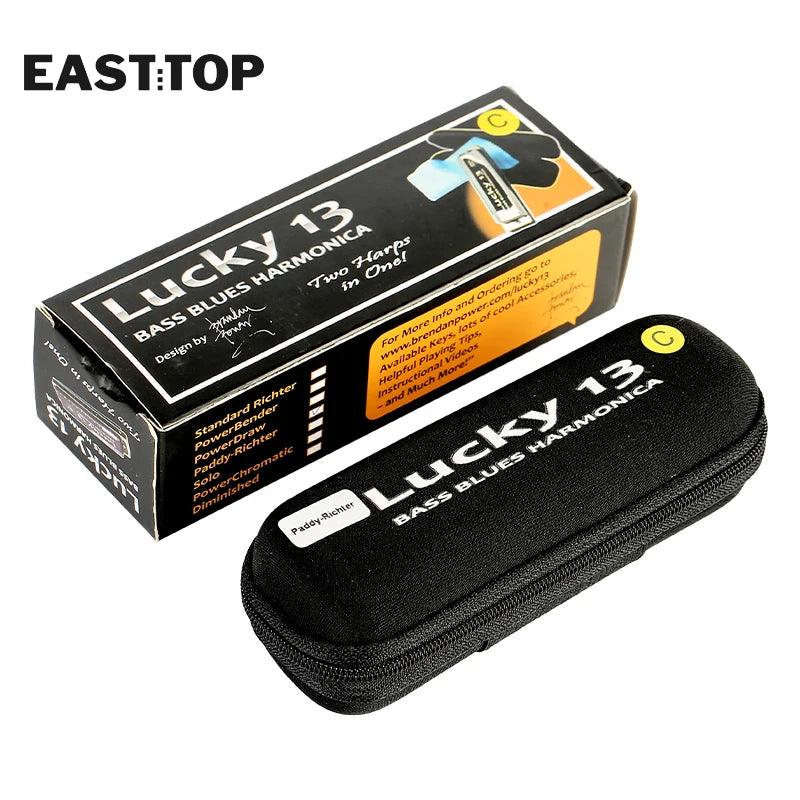 Easttop Lucky 13 Harmonica – 13-Hole Paddy Richter Harmonica for Beginners (C/G/D Keys)