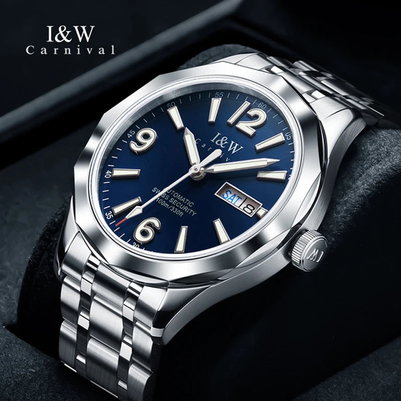 I&W CARNIVALAutomatic Diver-Style Watch for Men – 100M Waterproof Mechanical Timepiece