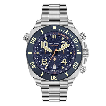 LIGE FeelNever FN1801 Men’s Luxury-Style Chronograph Dive Watch – Stainless Steel Sapphire Glass Edition