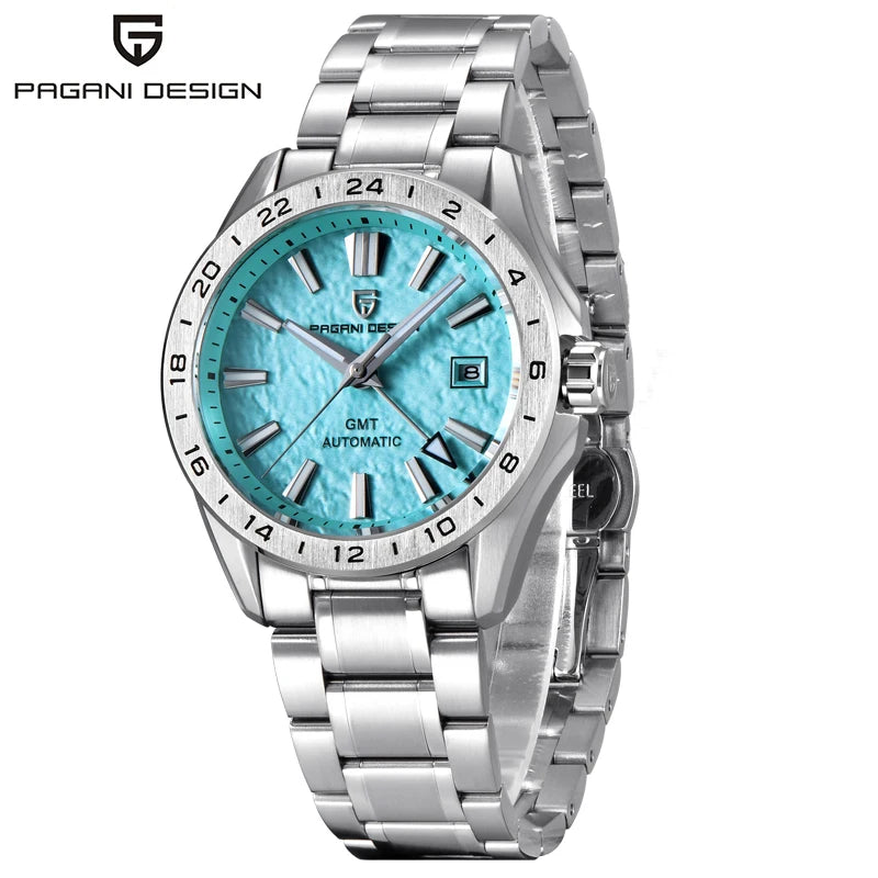 PAGANI DESIGN Automatic GMT Sports Watch – Bold Stainless Steel Luxury Timepiece