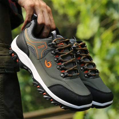 ZUODI Men's Casual Leather Sneakers – Lightweight Everyday Walking Shoes
