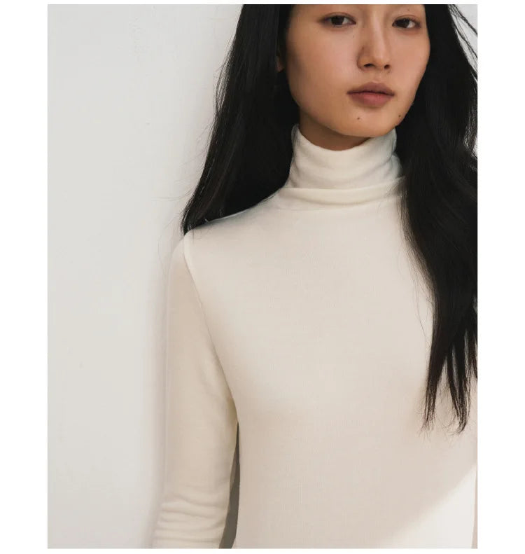MOOIRUE APPAREL Women’s Silk-Wool High Neck Top for Soft, Breathable Layering