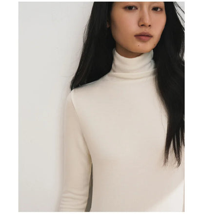MOOIRUE APPAREL Women’s Silk-Wool High Neck Top for Soft, Breathable Layering