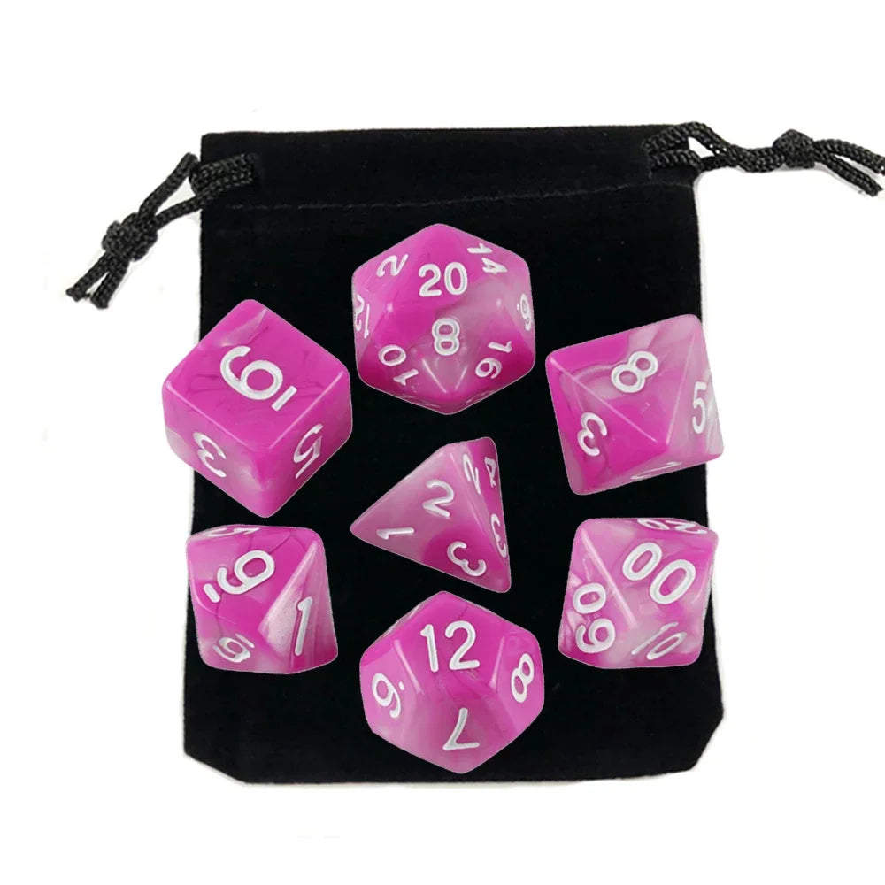 7pcs Polyhedral RPG Game Dice with Bag