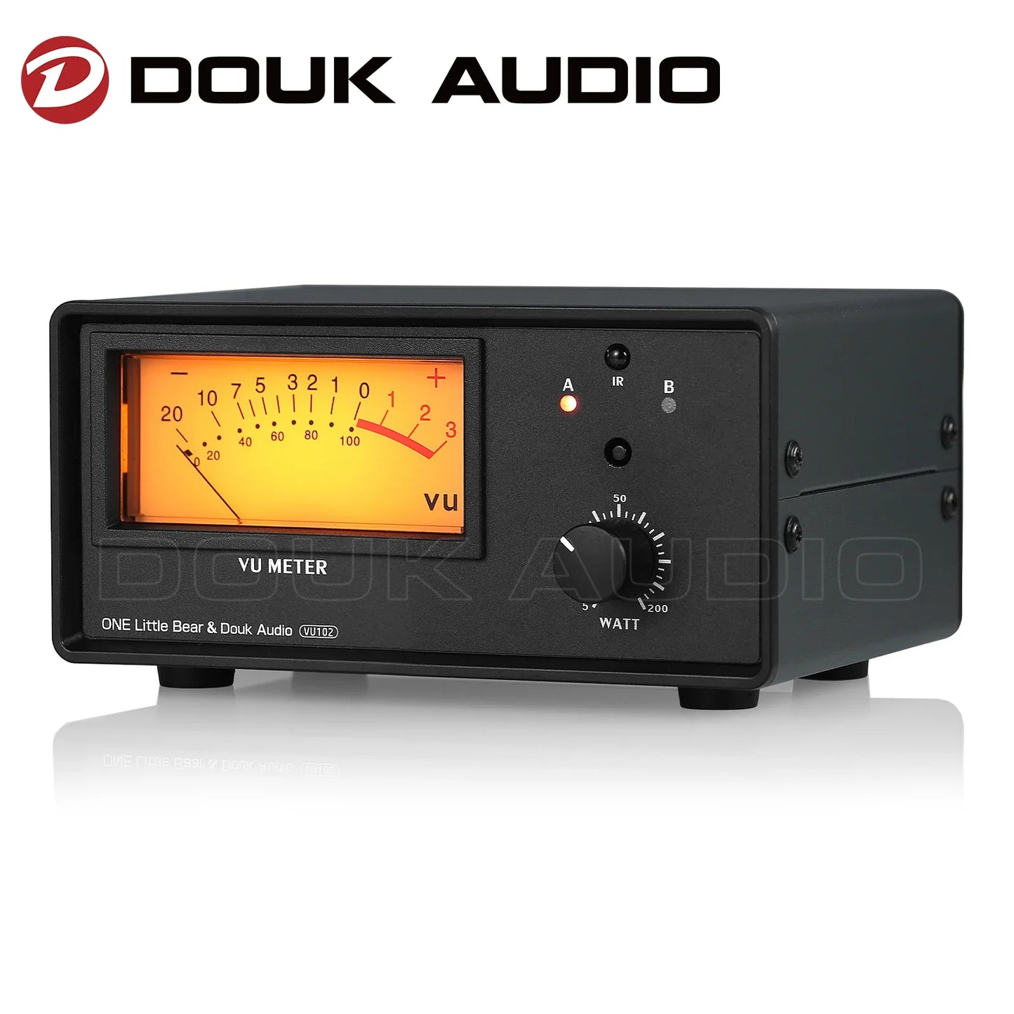 Douk Audio 2-In-1 Audio Switcher with VU Meter – IR Remote Amplifier & Speaker Selector