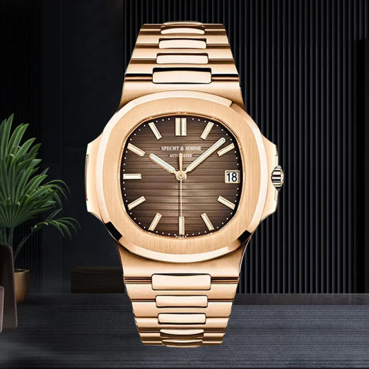 Specht & Sohne Rose Gold Automatic Watch for Men – Luxury Sports Stainless Steel Timepiece