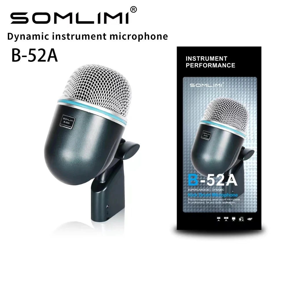 SOMLIMI B- 52A Dynamic Kick Drum Microphone for Deep Bass Capture & Recording