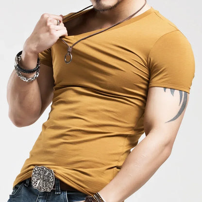 2025 Brand New Men's T-Shirt V-neck Short Sleeve