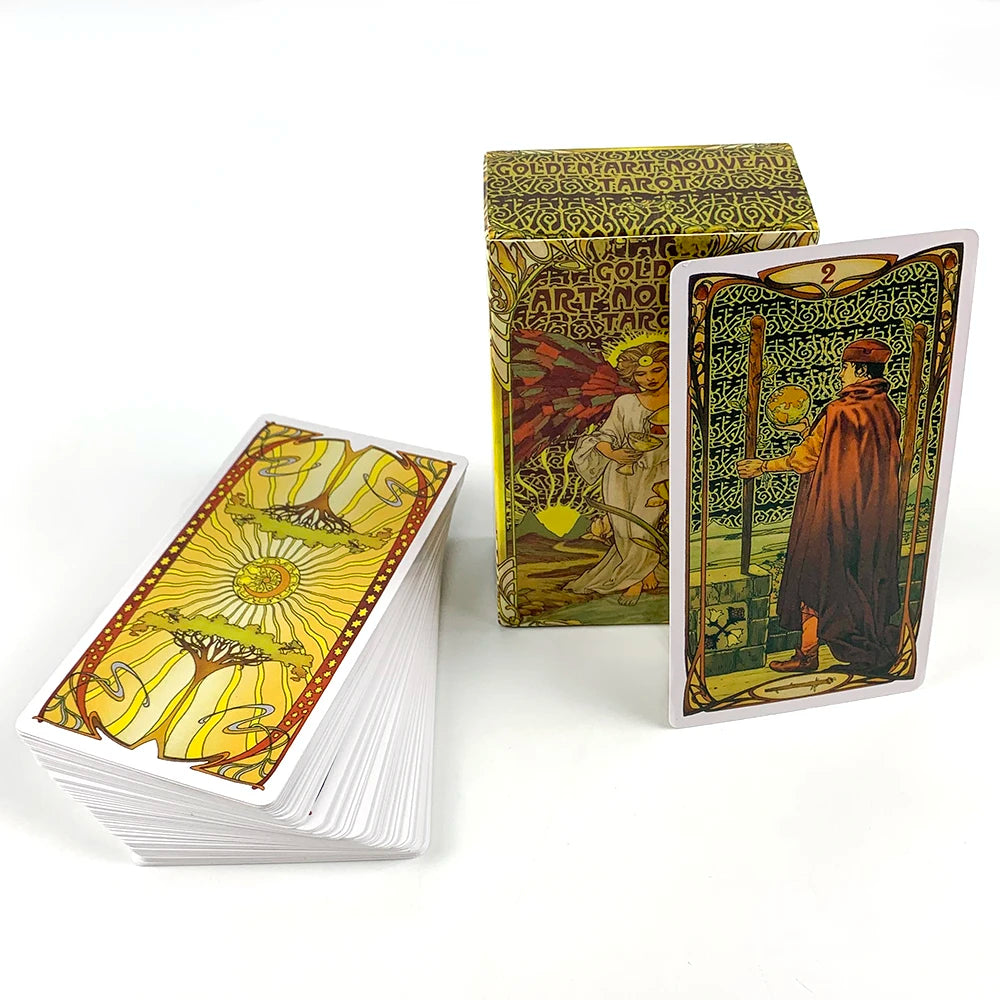 Golden Art Nouveau Tarot Deck – 78-Card Classic Occult Divination Set