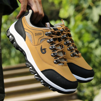 ZUODI Men's Casual Leather Sneakers – Lightweight Everyday Walking Shoes