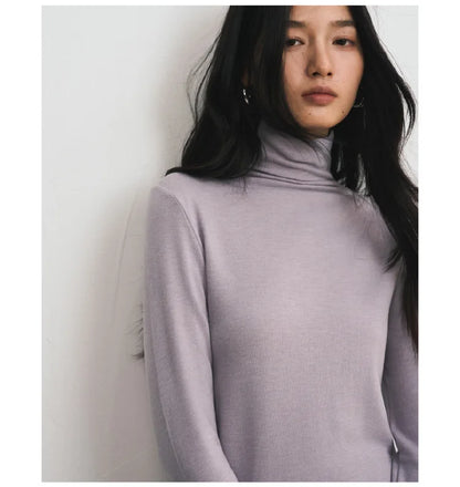 MOOIRUE APPAREL Women’s Silk-Wool High Neck Top for Soft, Breathable Layering