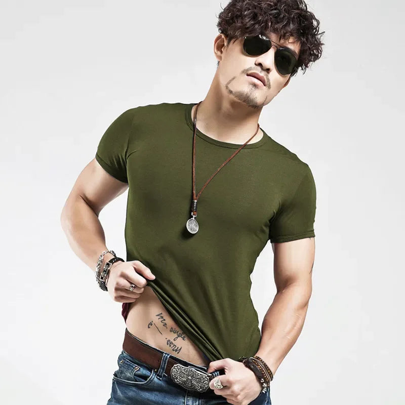 2025 Brand New Men's T-Shirt V-neck Short Sleeve