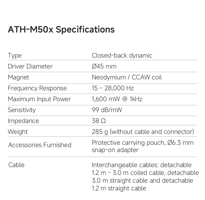 Ath M50x Professional Studio Monitor Headphone