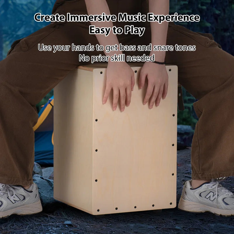 Birch Cajón Box Drum – Wooden Sitting Percussion Drum for Beginners & Travel Musicians