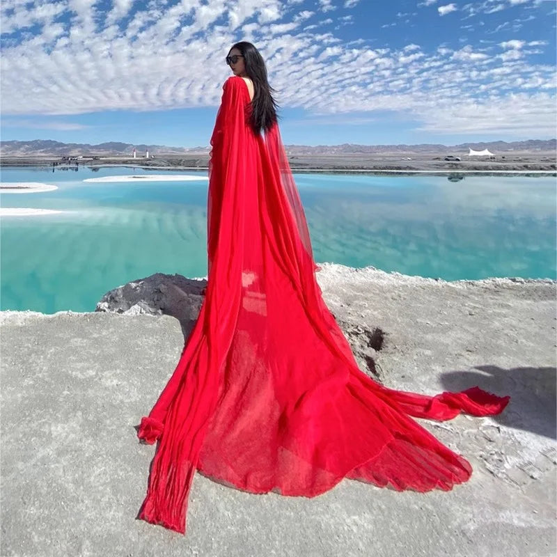 YANPANG Elegant Silk Maxi Dress for Summer & Vacation Evenings