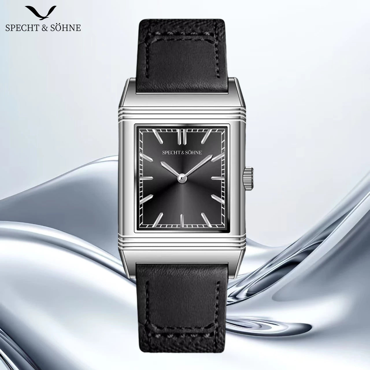 Specht & Sohne 24.4MM Elegant Square Dress Watch with Leather Strap – Minimal Luxury Style