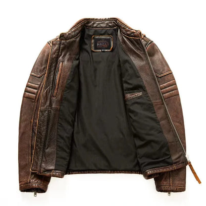 COPERSIAN Men’s Vintage Cow Leather Motorcycle Jacket