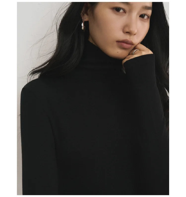MOOIRUE APPAREL Women’s Silk-Wool High Neck Top for Soft, Breathable Layering