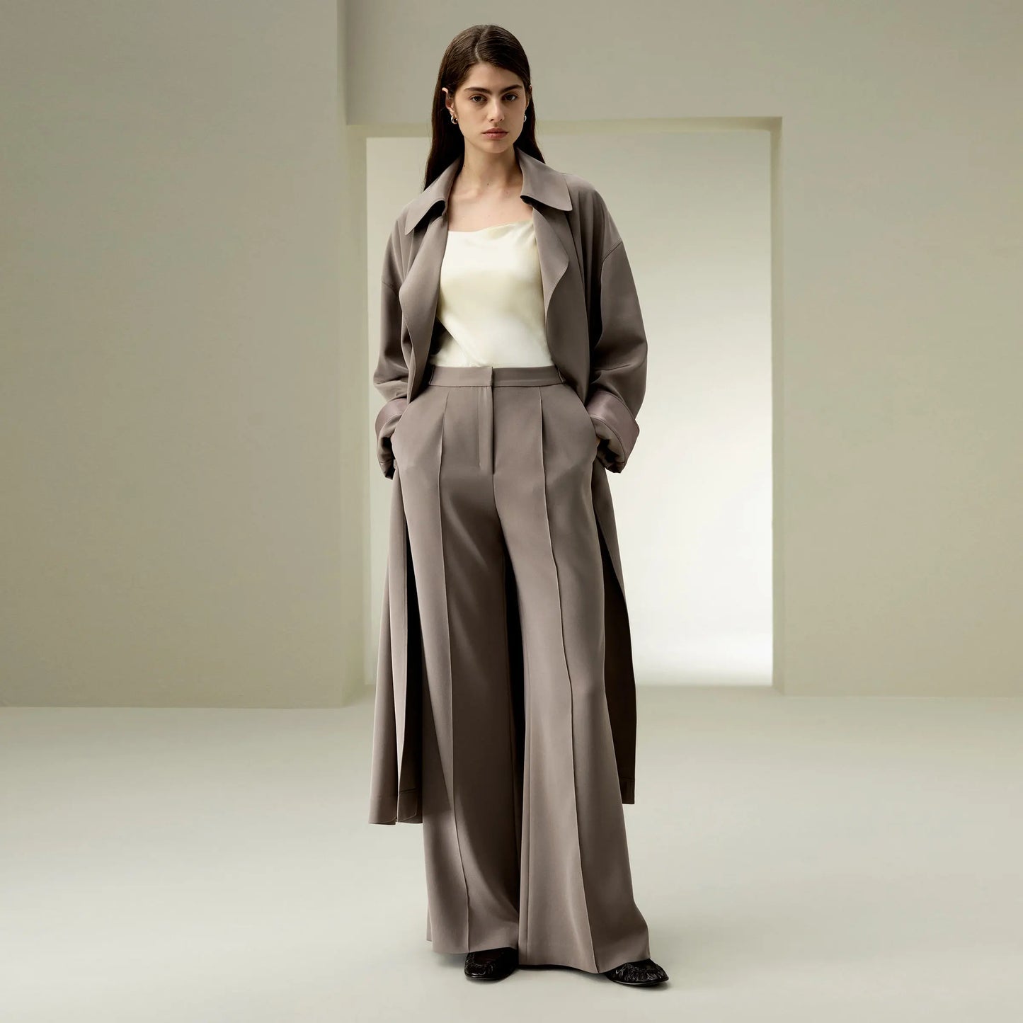 LILYSILK Luxury Silk Oversized Coat – Effortless Minimal Chic Outerwear