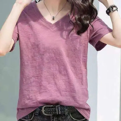 Women’s Bamboo Cotton V-Neck T-Shirt for Breathable Everyday Comfort