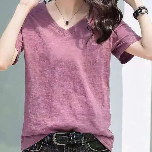 Women’s Bamboo Cotton V-Neck T-Shirt for Breathable Everyday Comfort