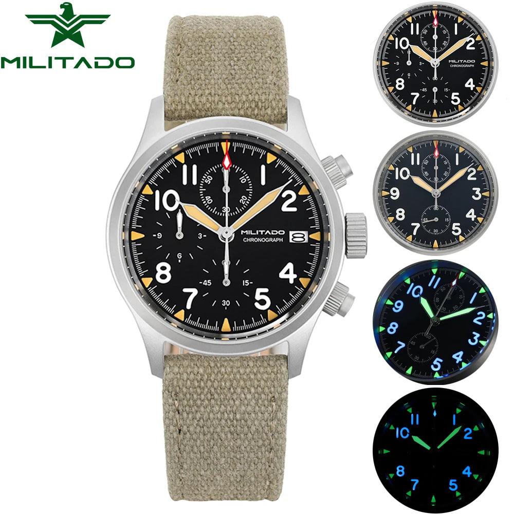 Militado VK61 VK67 Military Chronograph Watch for Men – Rugged Stainless Steel Sports Watch