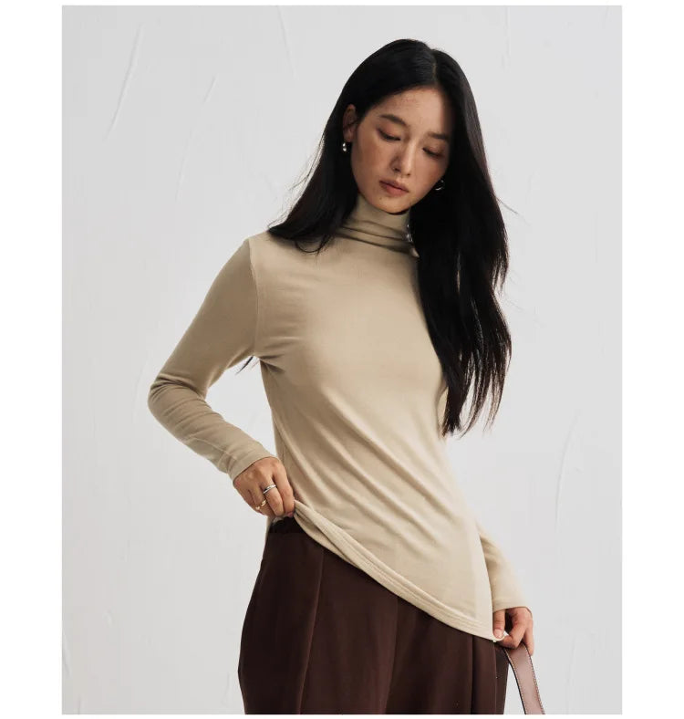 MOOIRUE APPAREL Women’s Silk-Wool High Neck Top for Soft, Breathable Layering