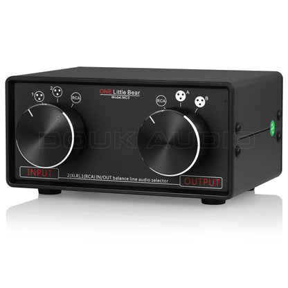 Nobsound 3-in-3-out XLR & RCA Audio Selector Box Passive Preamp for Hi-Fi & Studio Systems