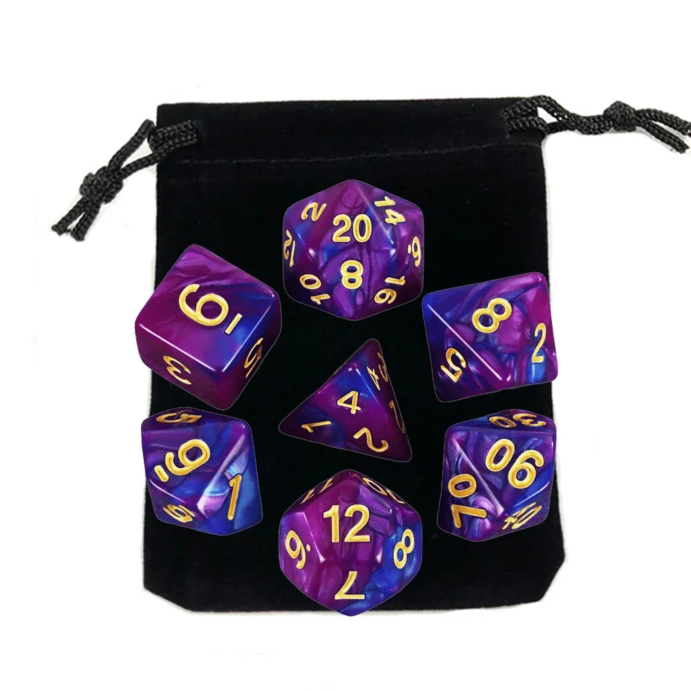 7pcs Polyhedral RPG Game Dice with Bag