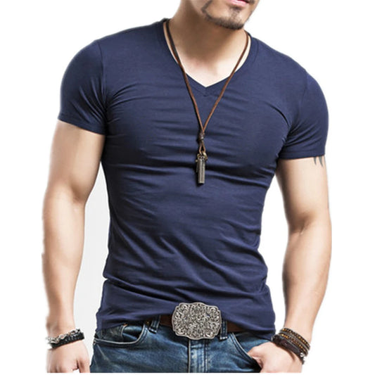 2026 MRMT Men’s V-Neck Fitness T-Shirt for Breathable Comfort and Fitted Style