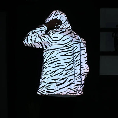 KK LUFAINA Full Reflective Hooded Jacket for Night Visibility & Streetwear Style