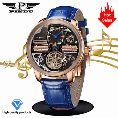 PINDU Music Series Skeleton Automatic Watch – Mechanical Luxury with Bold Design