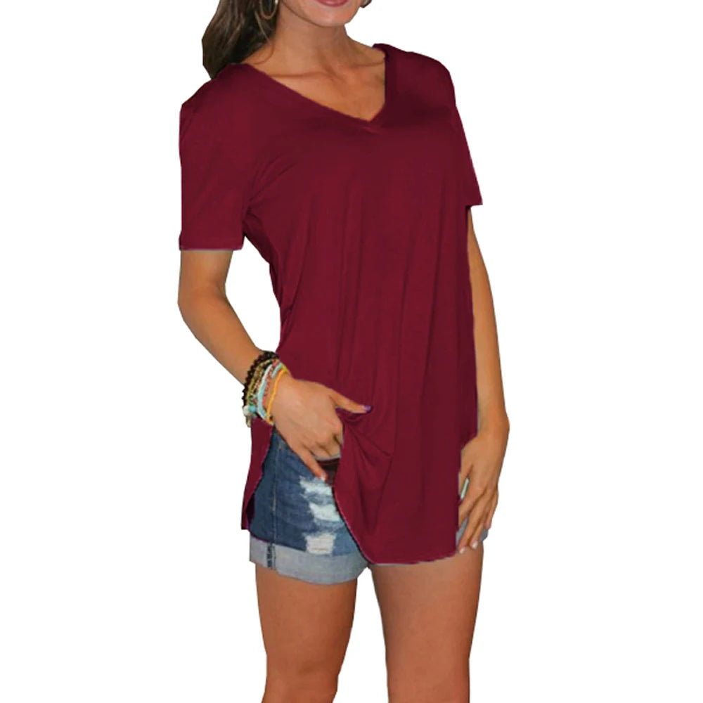 Women’s Loose V-Neck Blouse for Effortless Summer Style